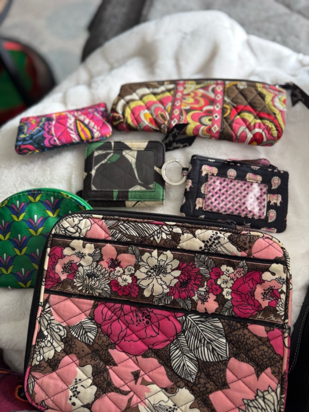 Vera Bradley Bundle Quilted Floral Tablet Case and Mini Wallets/Makeup Bag